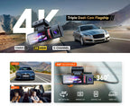 E3  3 Channel Car DVR UHD 4K Dash Cam