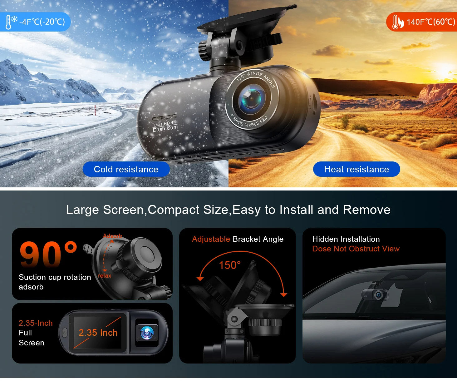 V25  3 Channel Car DVR 4K 3-Lens