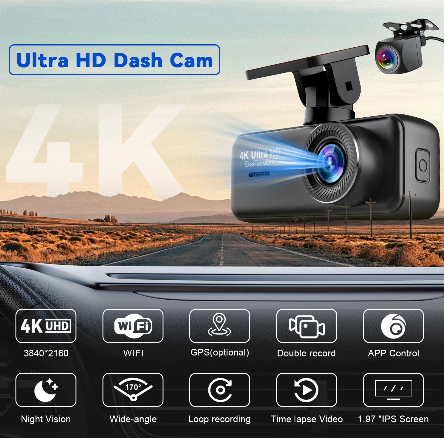 V31 4K UHD Dash Cam G-Sensor Wi-fi
