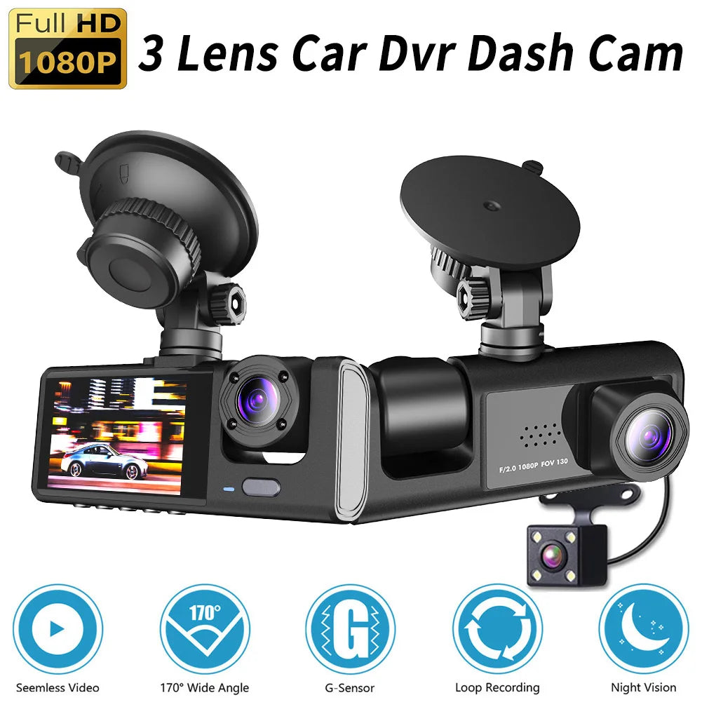 C309  3 Channel Car DVR HD 1080P 3-Lens
