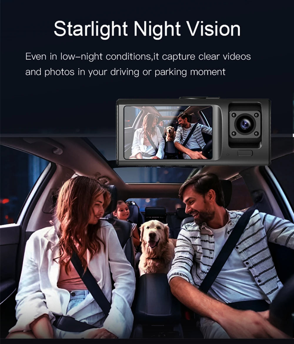 V20 3-Lens Vehicle Dash Cam Three Way Camera