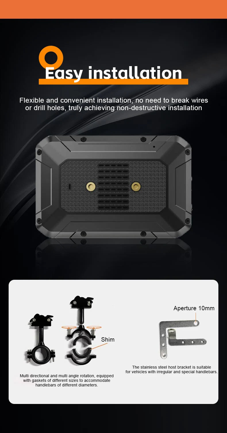 T10  3.4 inch Navigation Motorcycle Waterproof Carplay Display