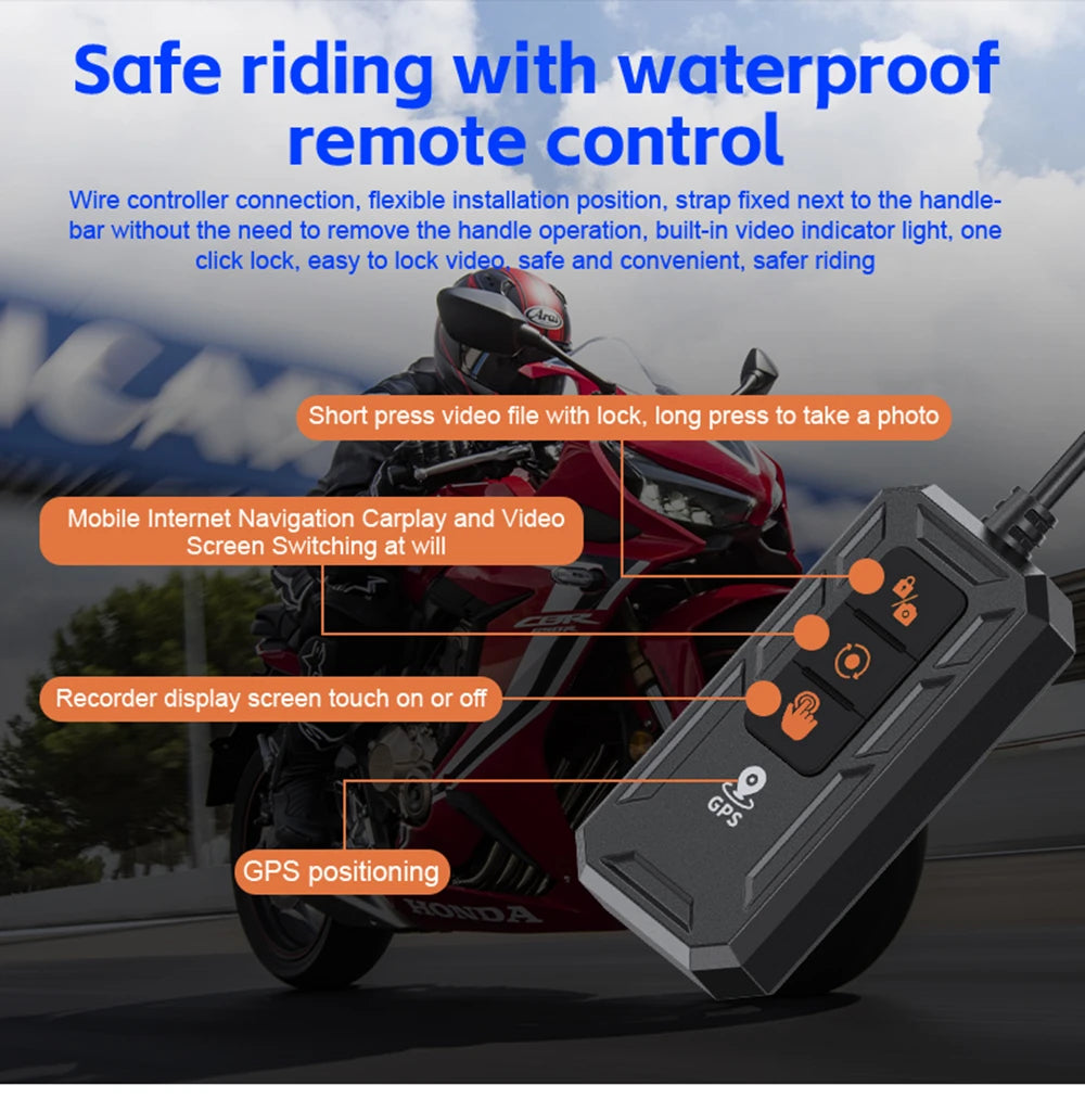 T7  6.25 inch Carplay Motorcycle DVR