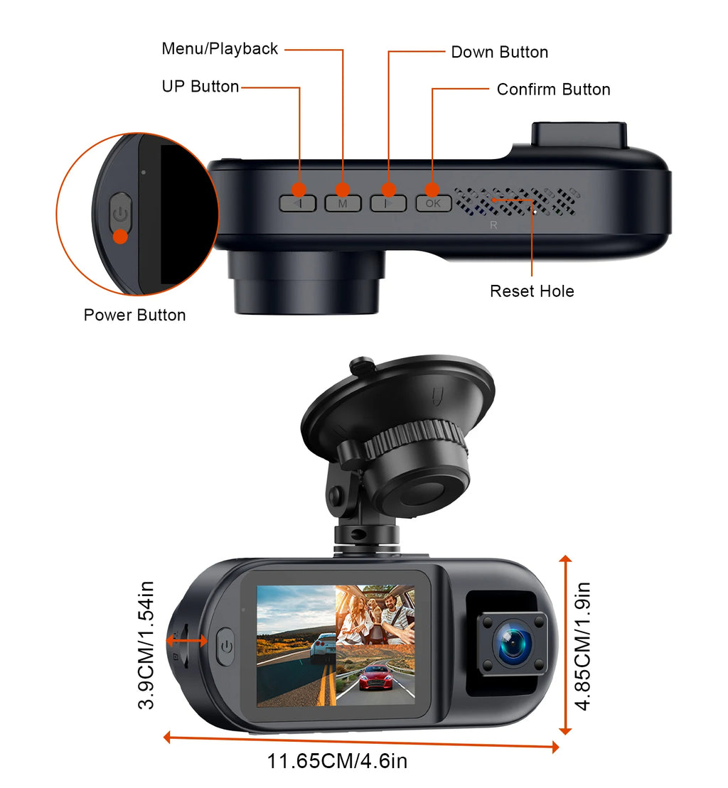 V25  3 Channel Car DVR 4K 3-Lens
