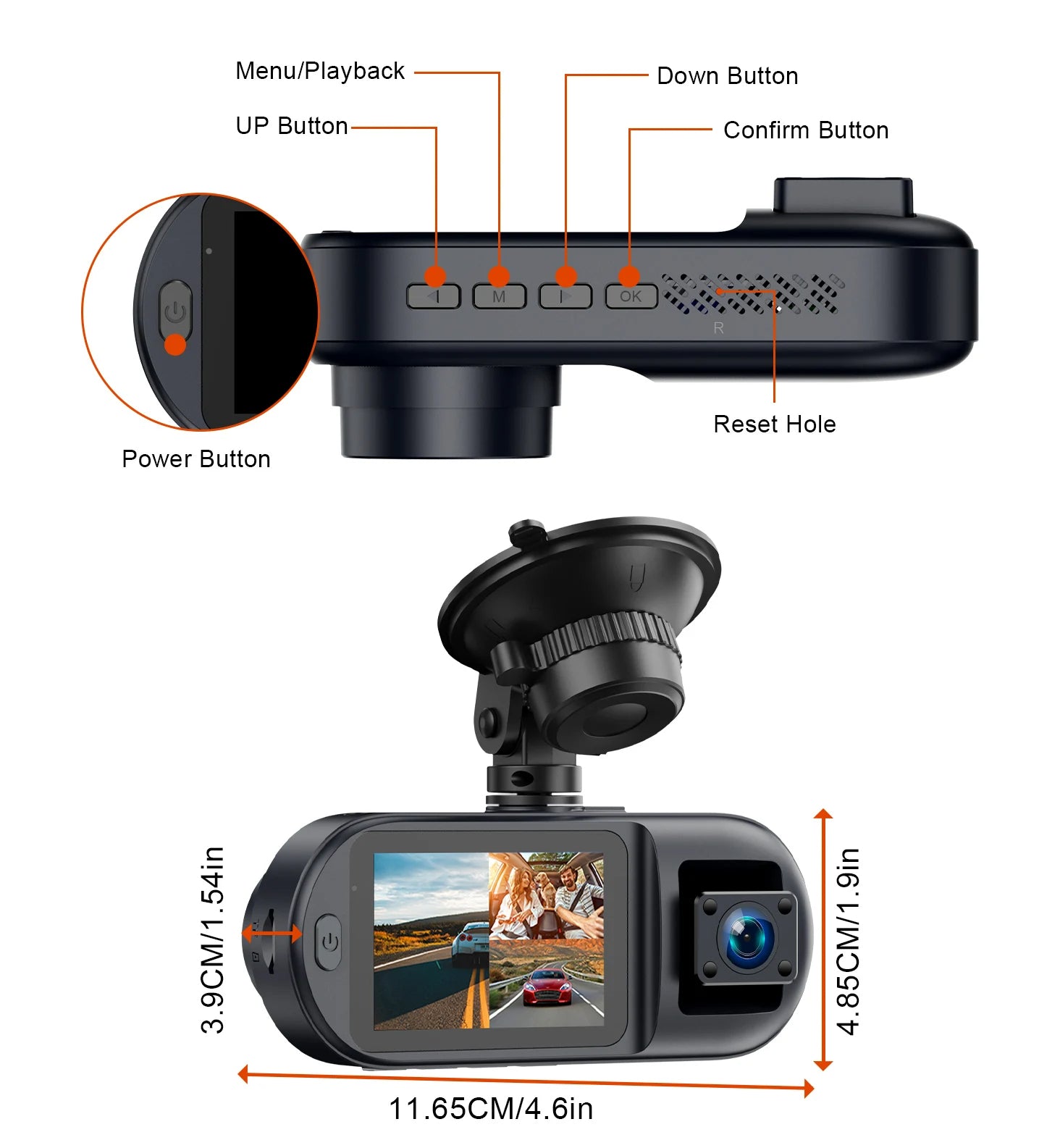 V25  3 Channel Car DVR 4K 3-Lens