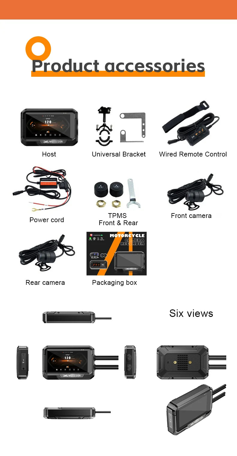 T10  3.4 inch Navigation Motorcycle Waterproof Carplay Display