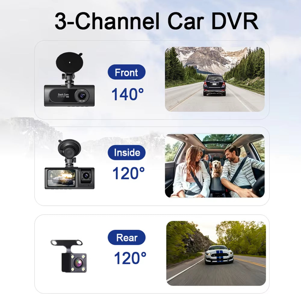 V20 3-Lens Vehicle Dash Cam Three Way Camera