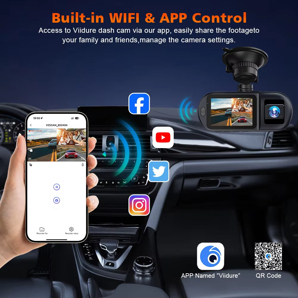 V25  3 Channel Car DVR 4K 3-Lens