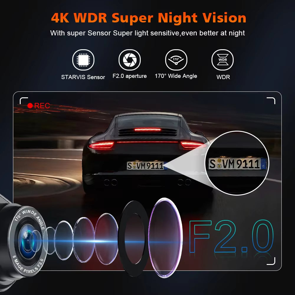 V25  3 Channel Car DVR 4K 3-Lens