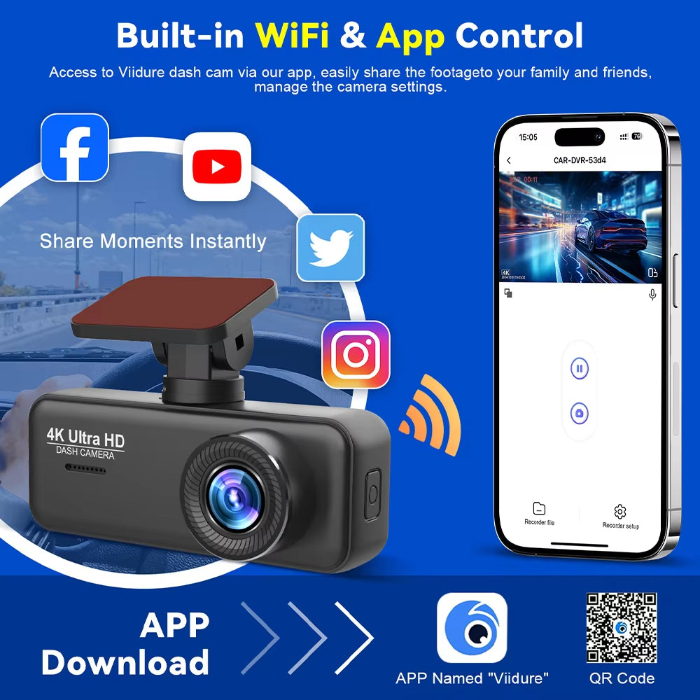 V31 4K UHD Dash Cam G-Sensor Wi-fi