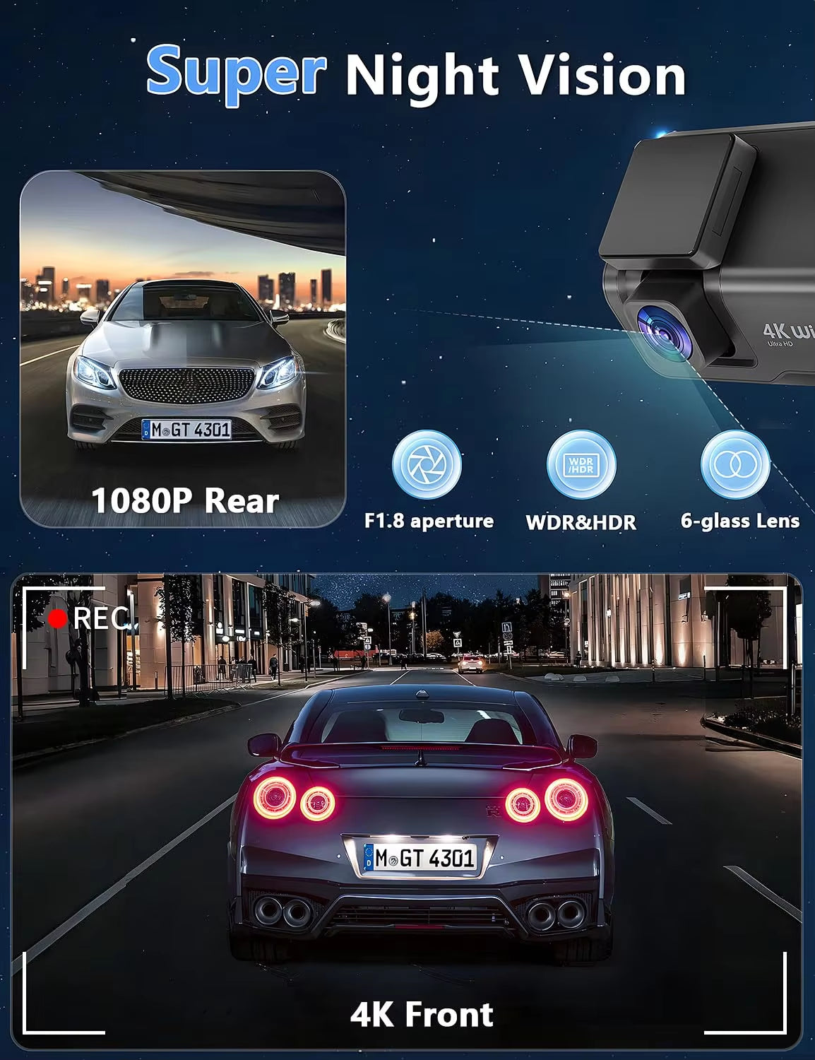 S8 4K UHD Dash Cam  WiFi GPS