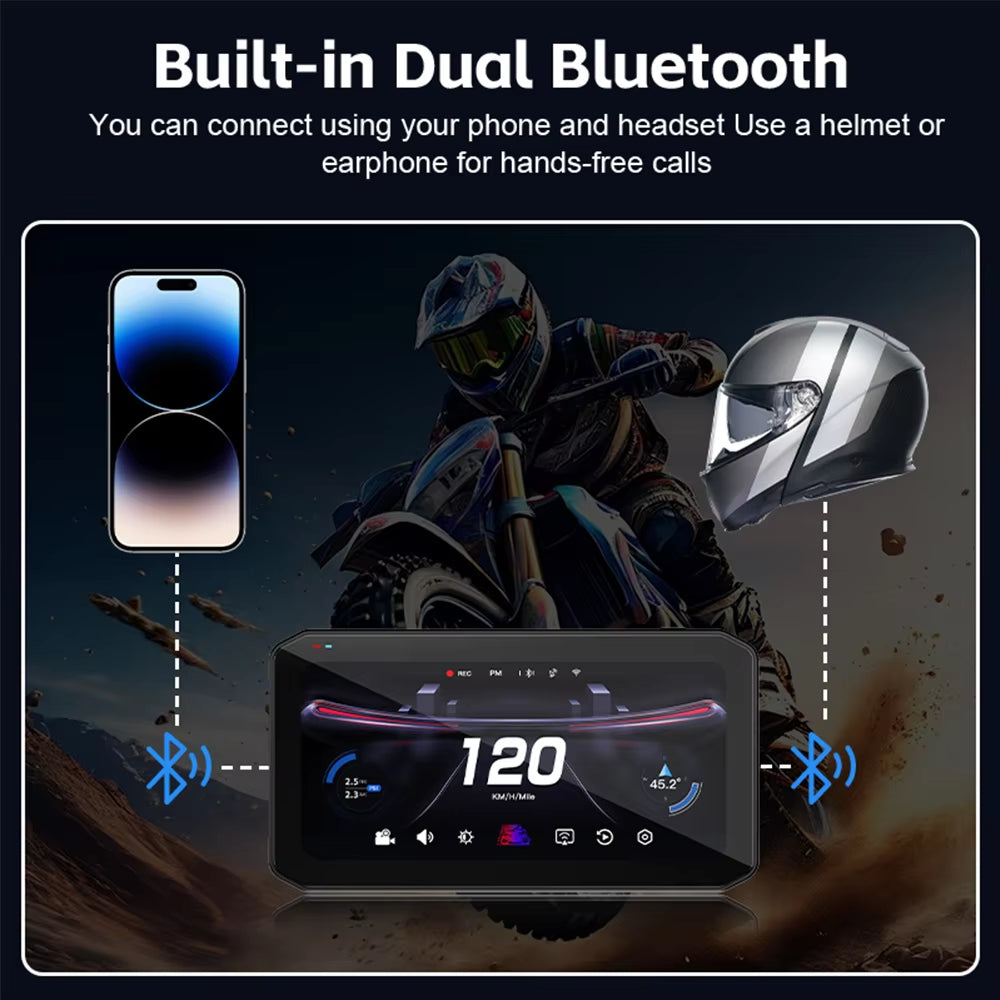 T7  6.25 inch Carplay Motorcycle DVR
