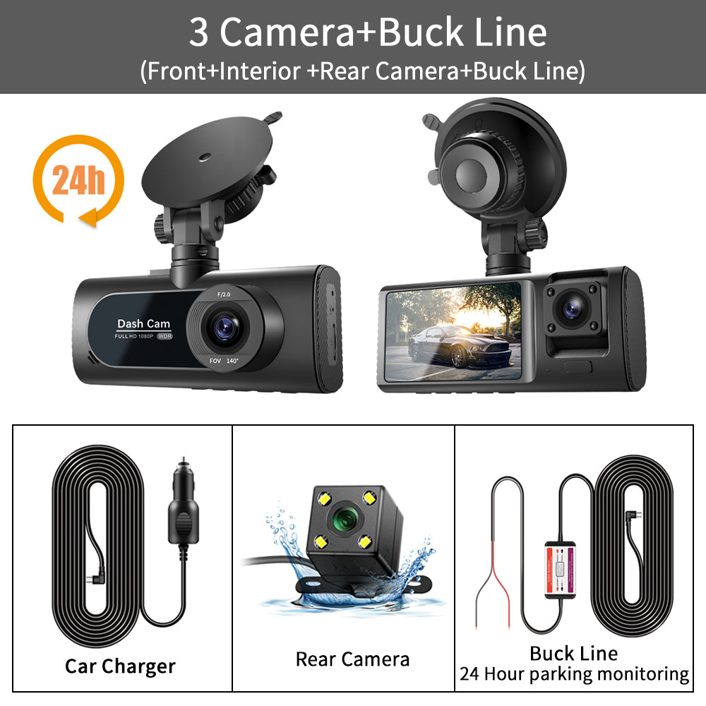 V20 3-Lens Vehicle Dash Cam Three Way Camera