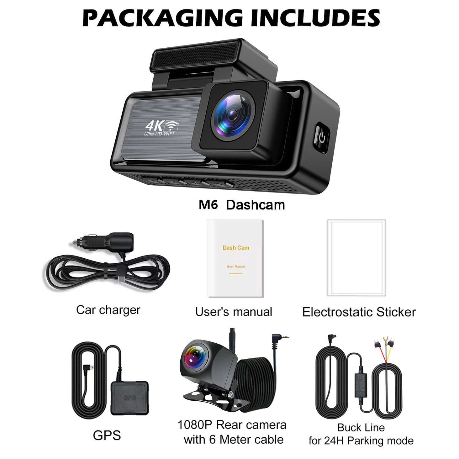 M6 4K UHD Dash Cam 5G WiFi