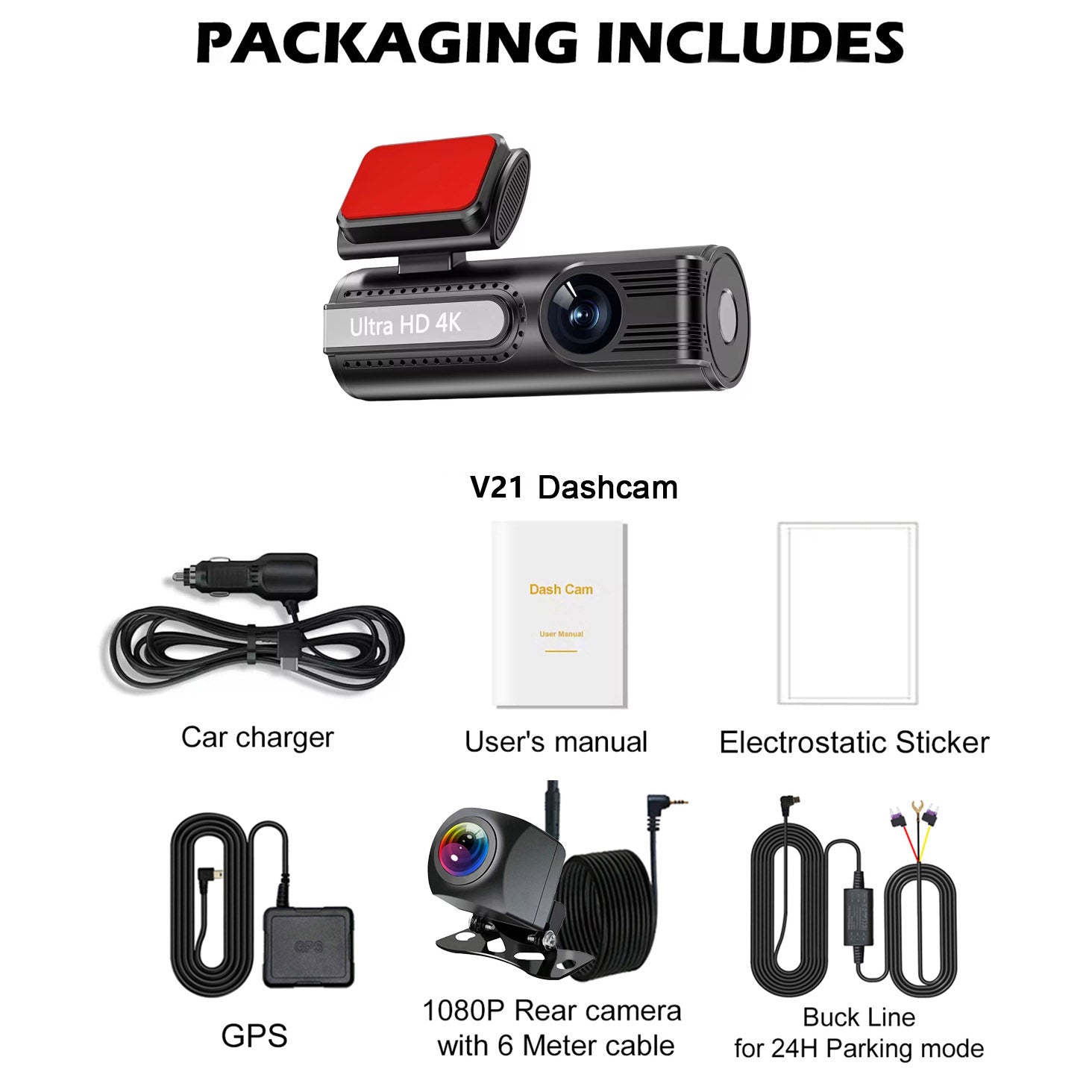 V21 4K UHD Dash Cam 5G WiFi