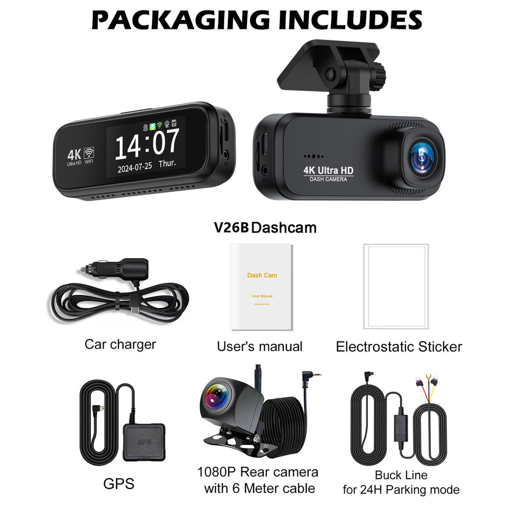 V26B 4K UHD Dash Cam  WiFi