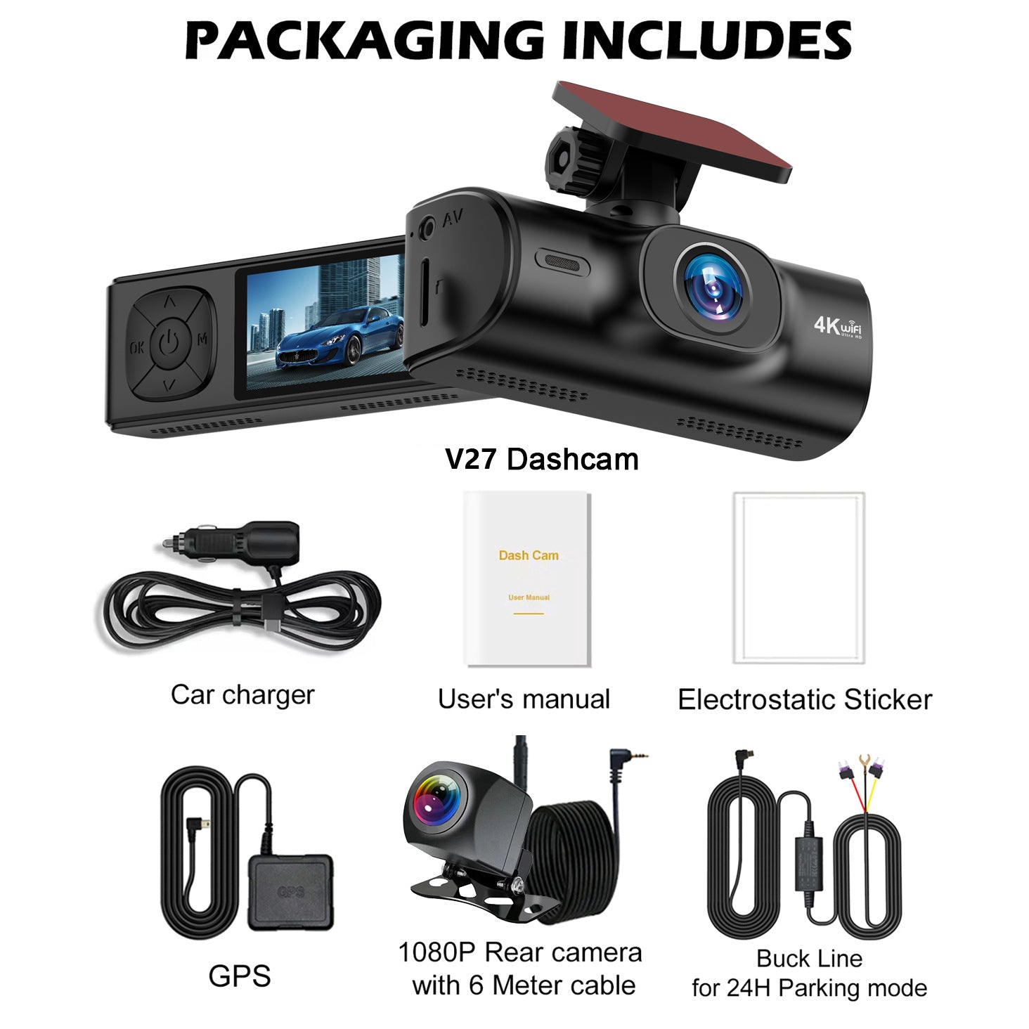 V27 4K UHD Dash Cam 5G WiFi