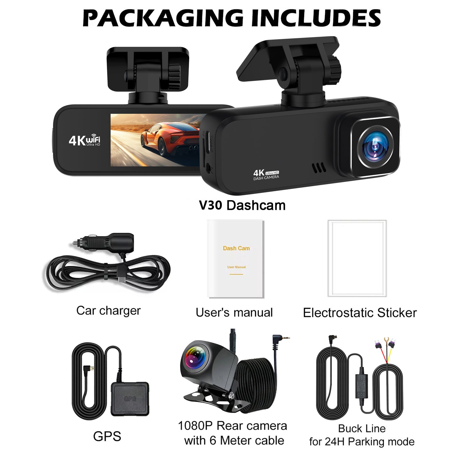 V30 4K UHD Dash Cam 5G WiFi