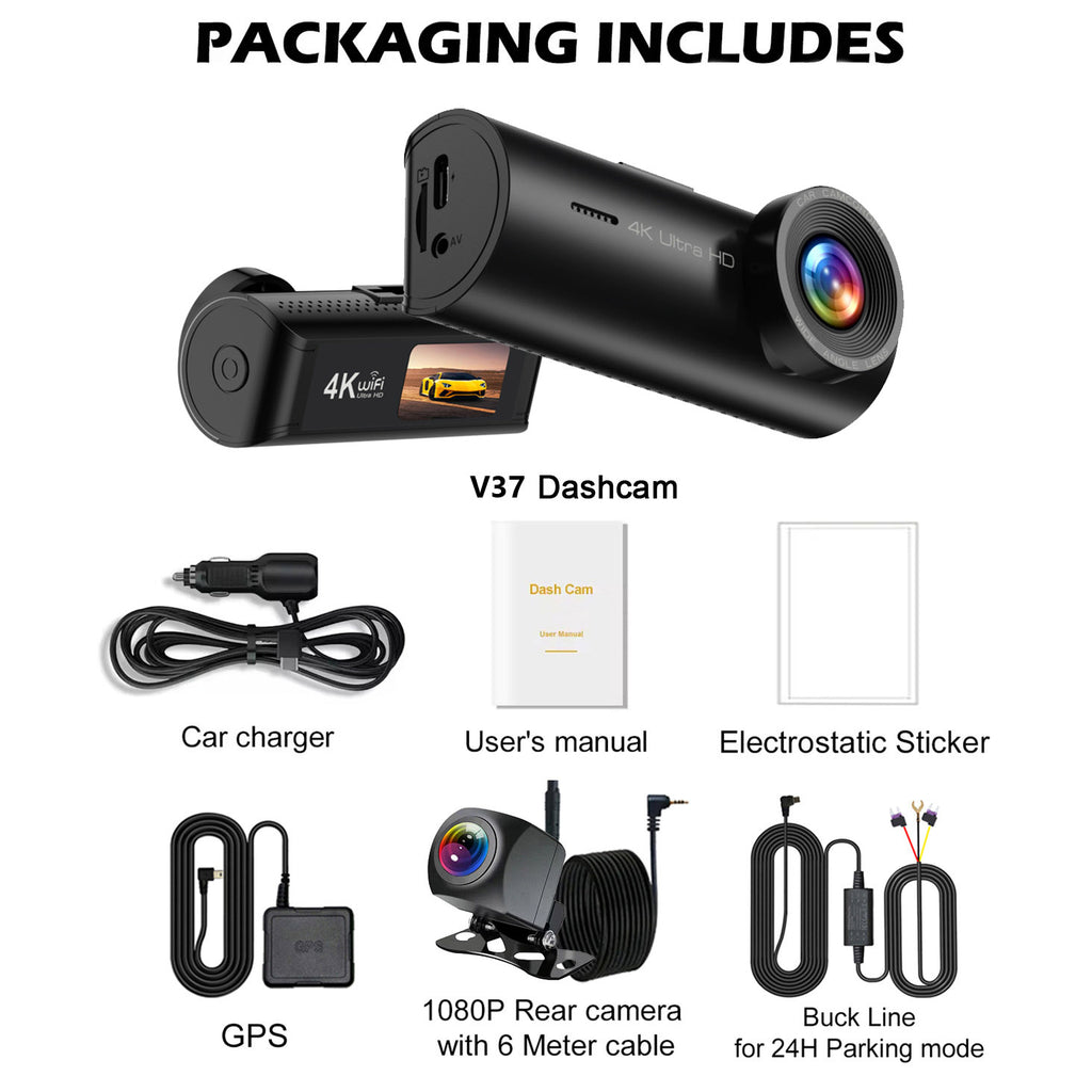 V37 4K Dual Dash Cam