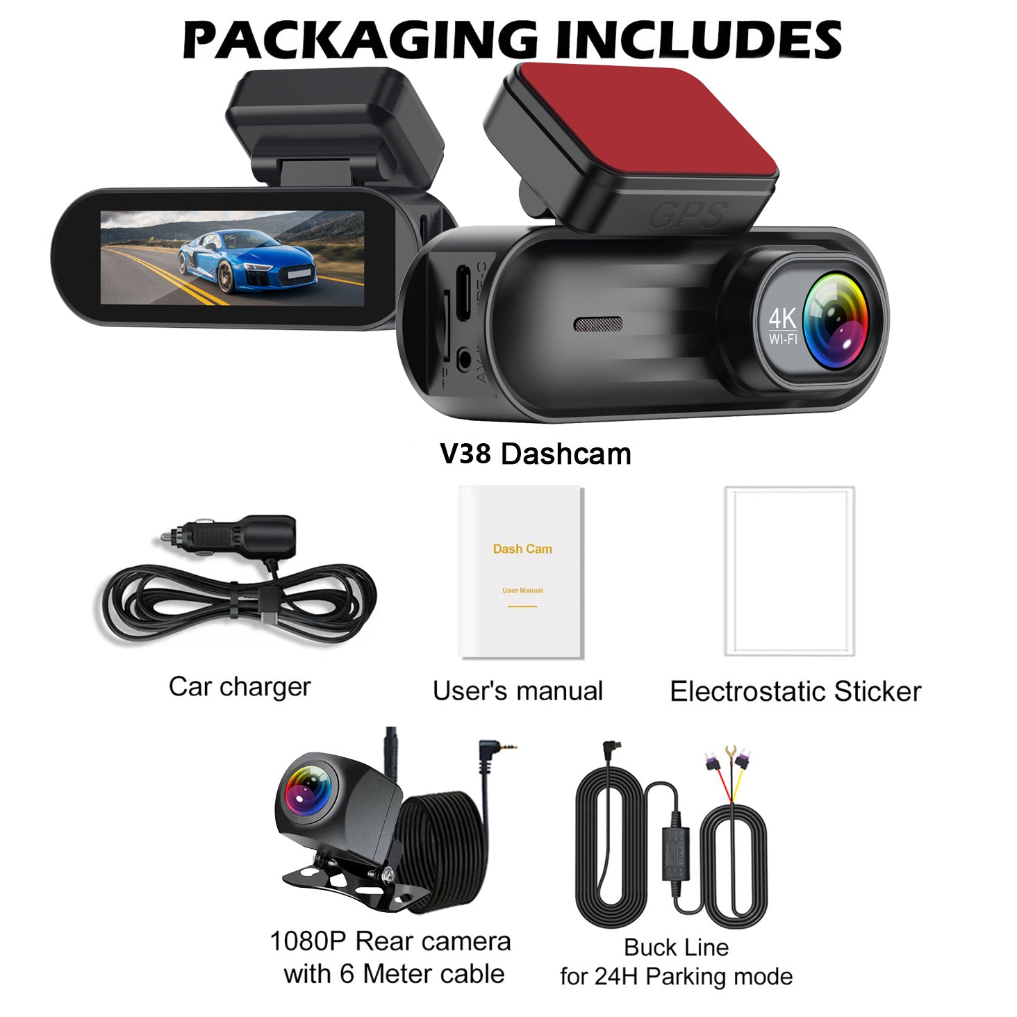 V38 4K UHD Dash Cam 5G WiFi