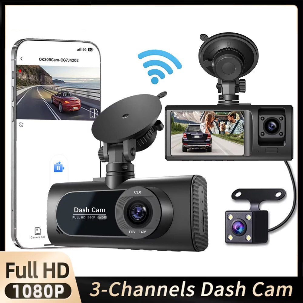 V20 3-Lens Vehicle Dash Cam Three Way Camera