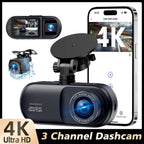 V25  3 Channel Car DVR 4K 3-Lens